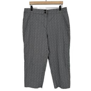 TALBOTS Heritage Pants Dress Geometric Black White Cropped‎ Size 16